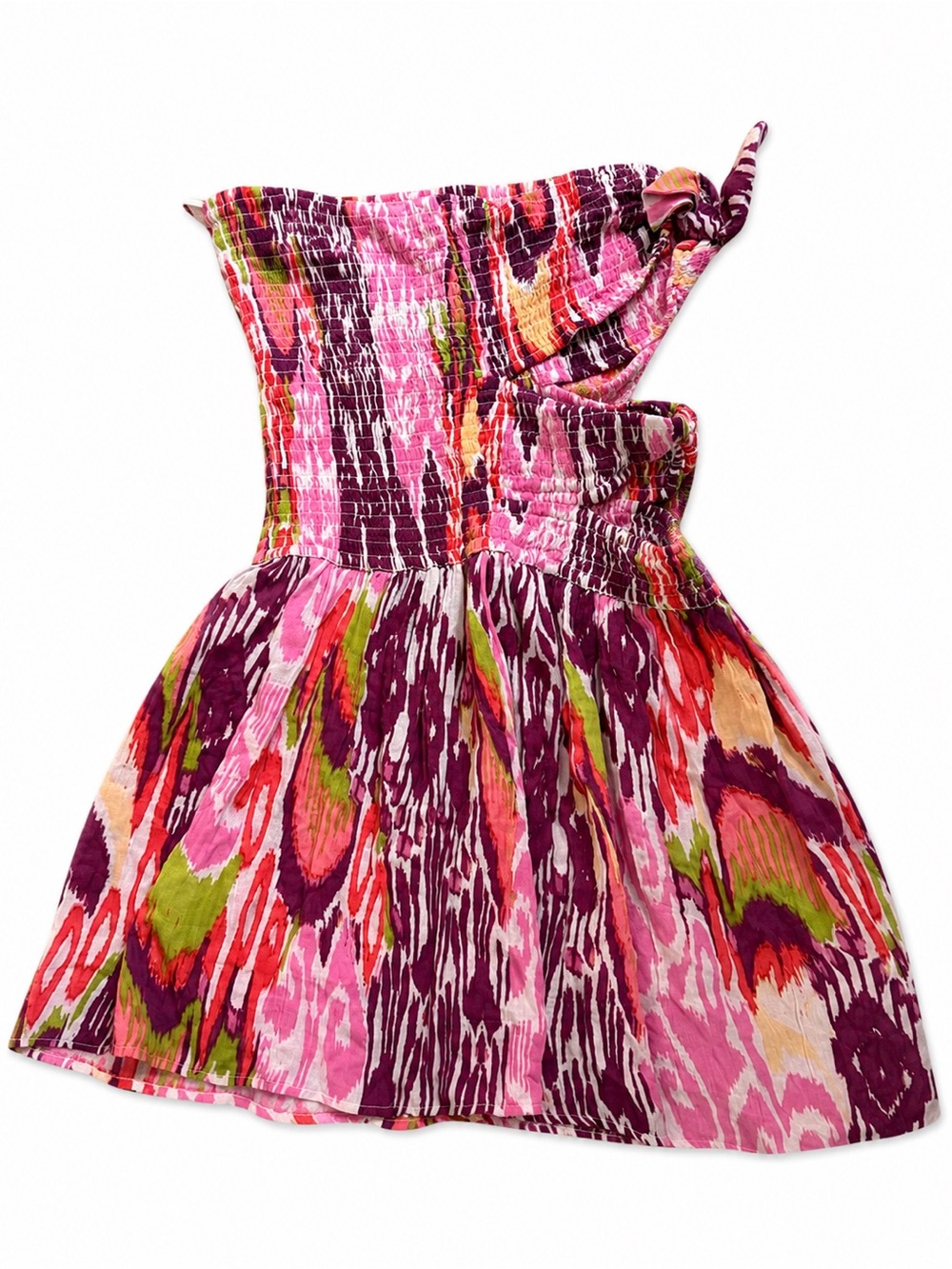 Anthropologie Strapless Smocked Floral Dress Size L